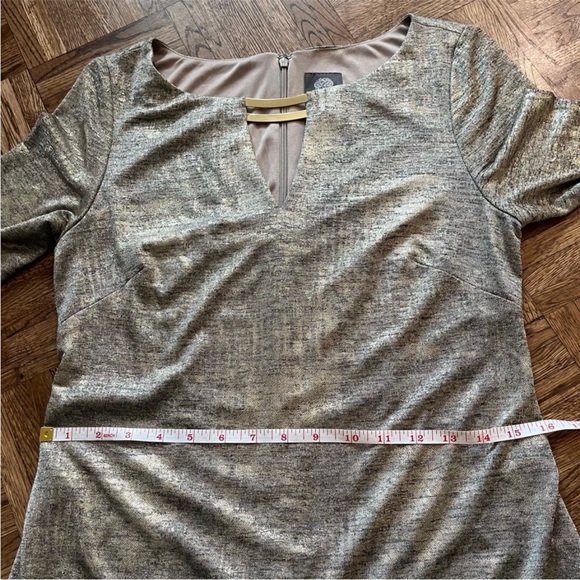 Vince Camuto Gold Metallic Shimmer Long Sleeve Dress Size 6 - Picture 11 of 16